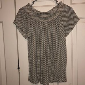 striped off the shoulder shirt
